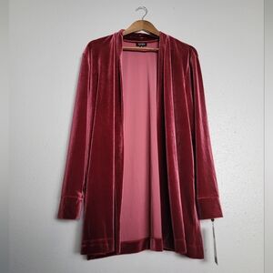 NWT Jones New York Maroon Velvet Open Cardigan